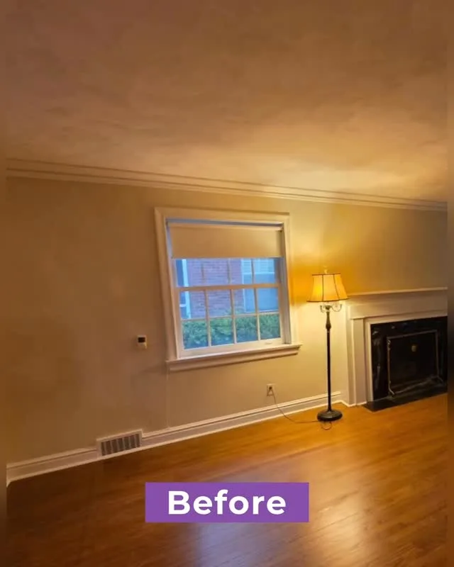 Before: dining room with yellowed walls
