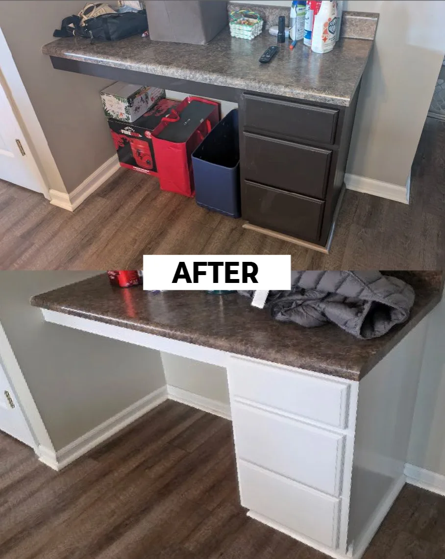 After: desk nook cabinets in white
