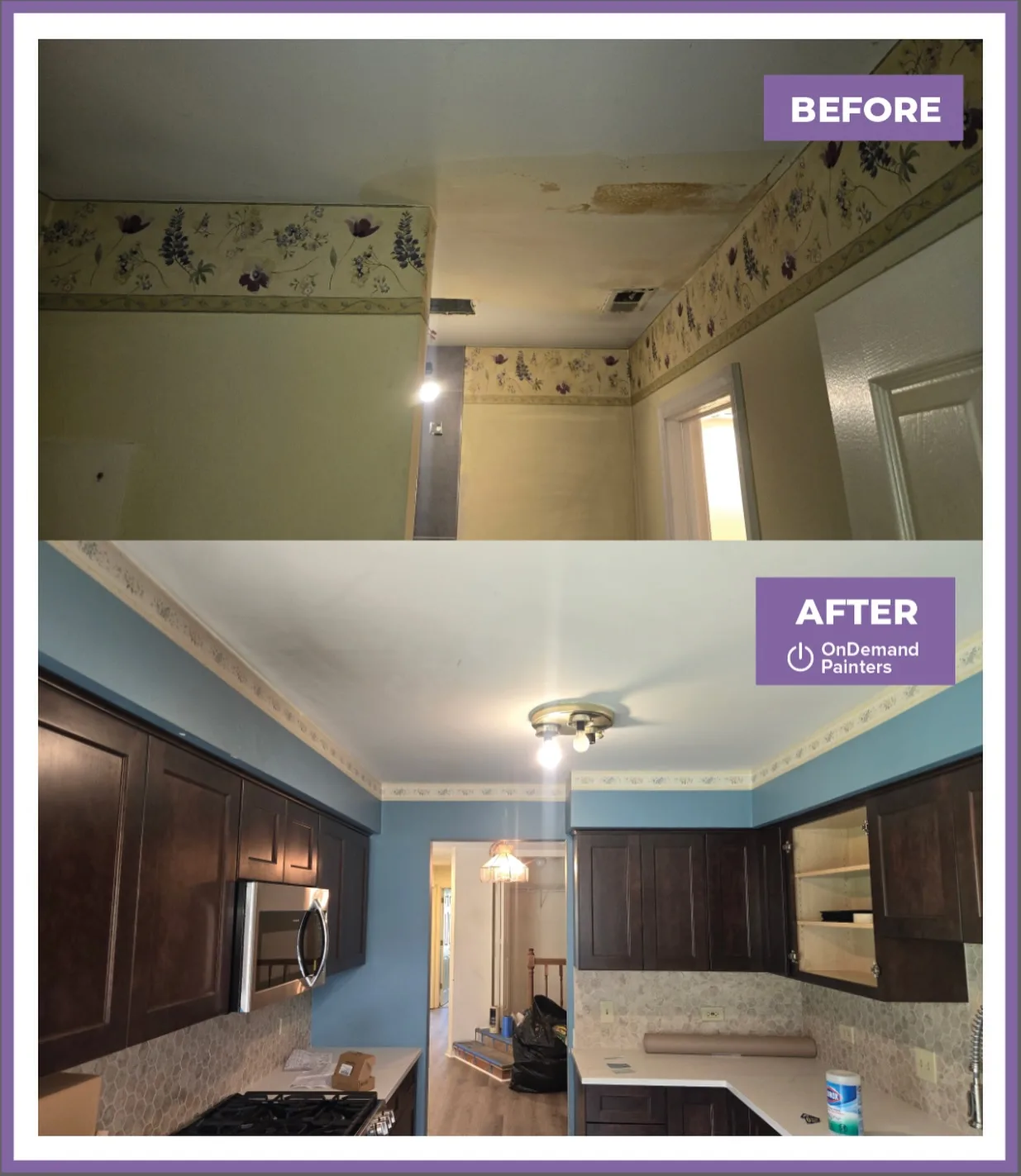 Kitchen Refresh: Ceiling Stains Sealed, Then a Clean Repaint
