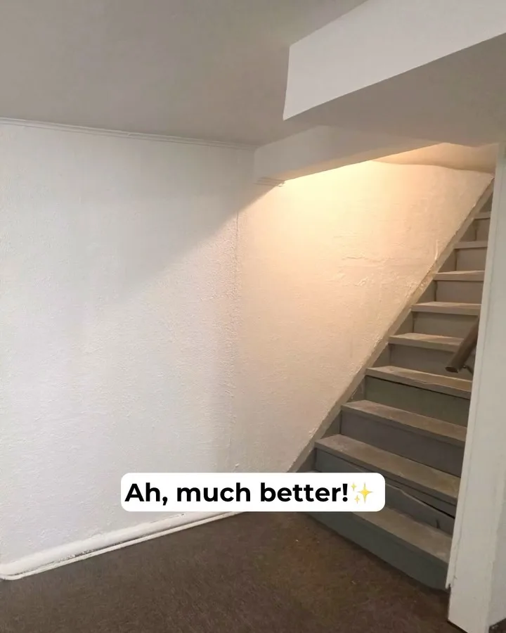 After: basement stairwell repainted