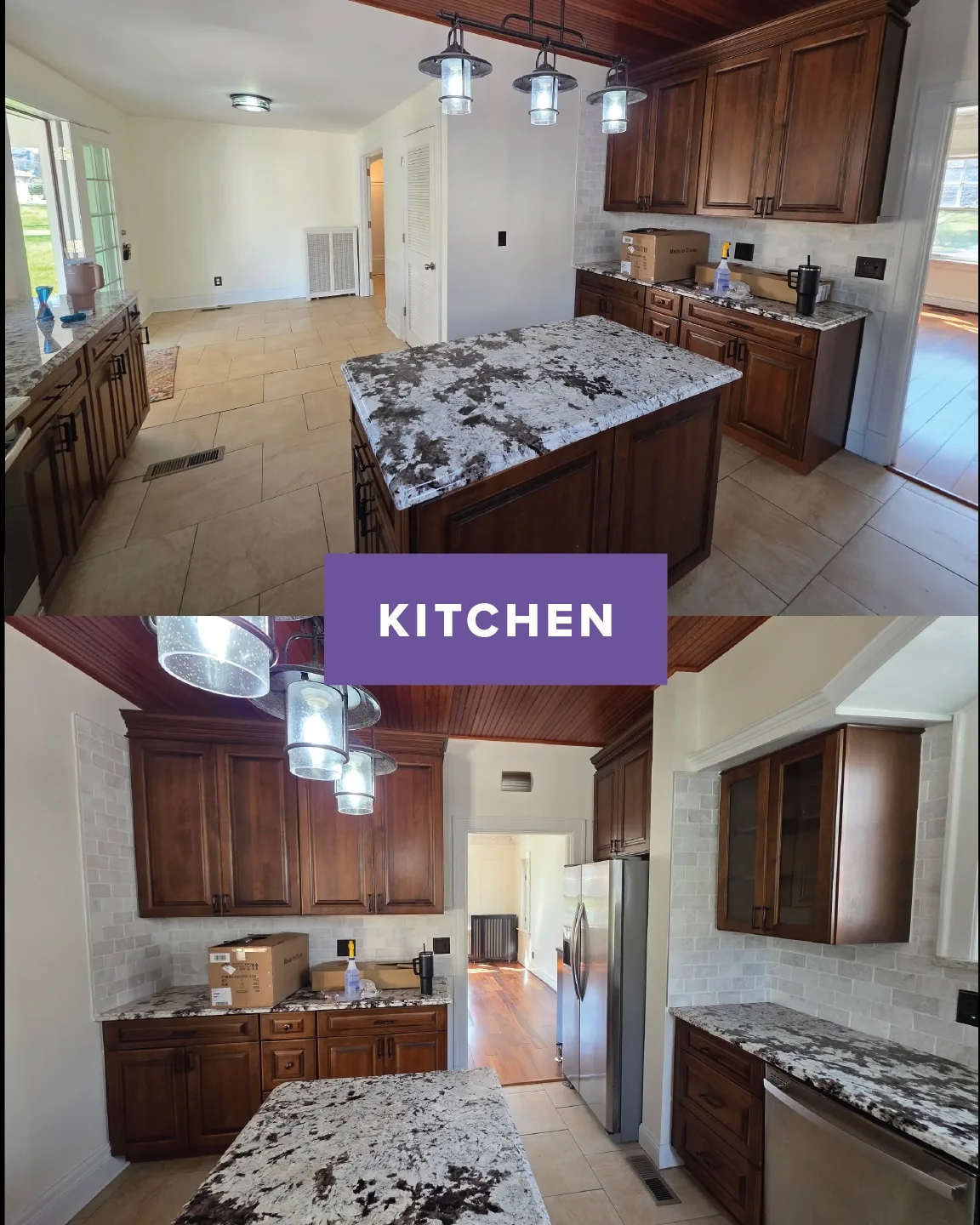 After: kitchen walls and ceiling repainted