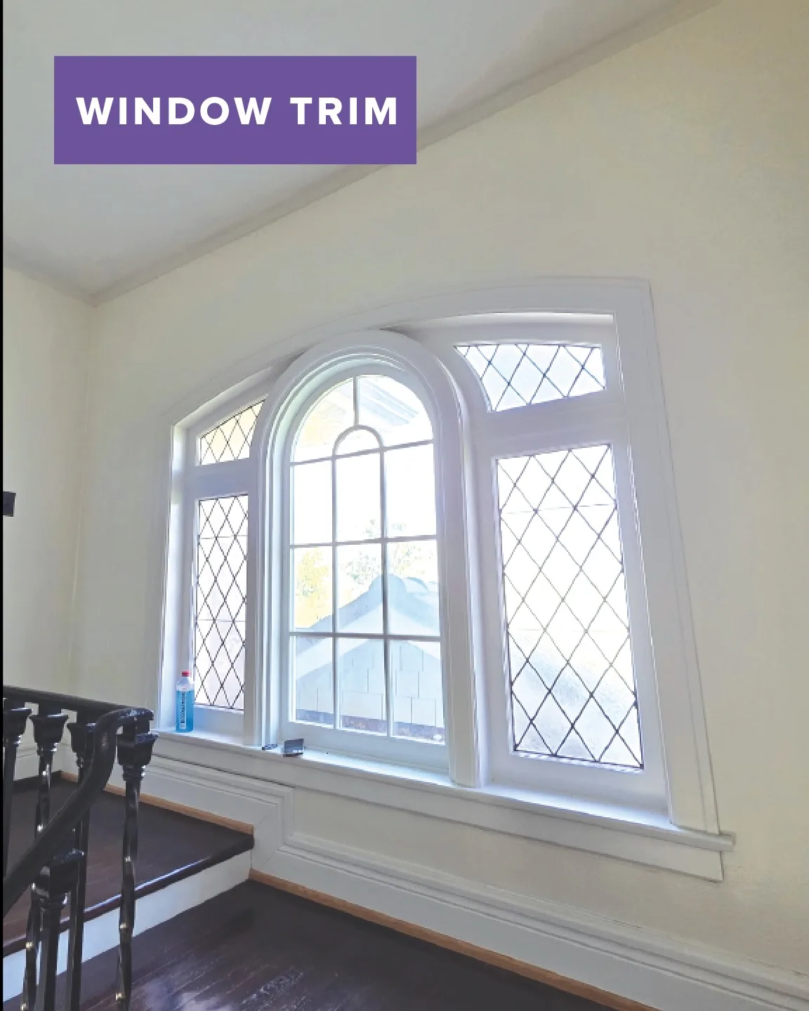 After: arched window trim in fresh white