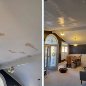 a great facelift on a damaged ceiling and front room color change paintersnearme interiorpainting