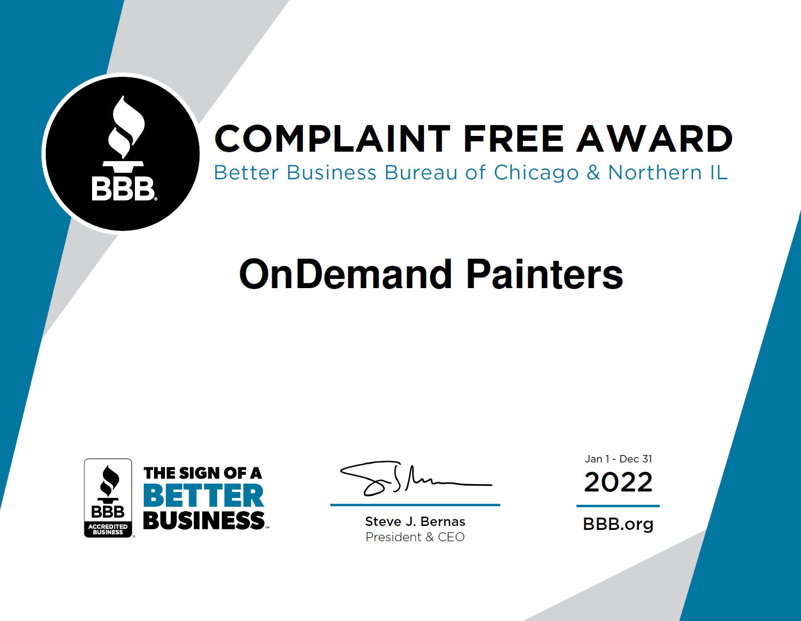 Complaint Free Award