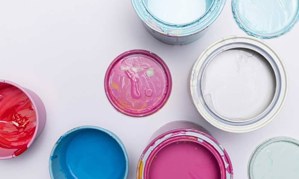 different types of paint in cans