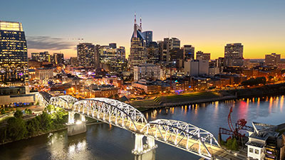 Nashville, Tennessee, USA Skyline Over the Cumberland River