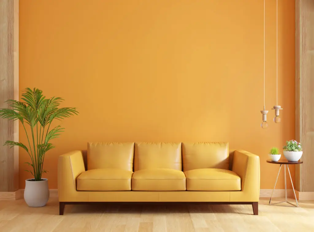 Sofa in living room for mockup, 3D rendering